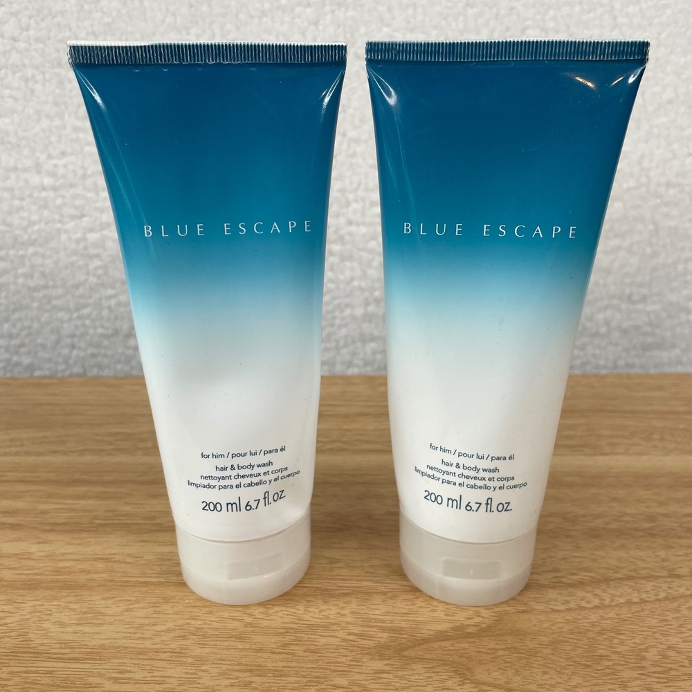 Avon Blue Escape for Him Hair and Body Wash 6.7 fl oz Set of 2 Mens Shower Gel